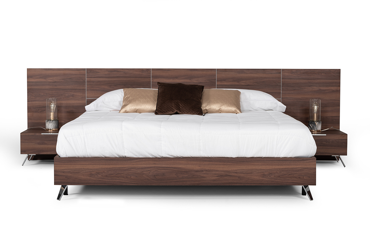 LA Furniture Eastern King Brooklyn Italian Modern Walnut Bed + Nightstands Set VGACBROOKLYN-BED-NS-EK Contemporary Style by Vig Furnitrue Number 82567 Catch Home Goods