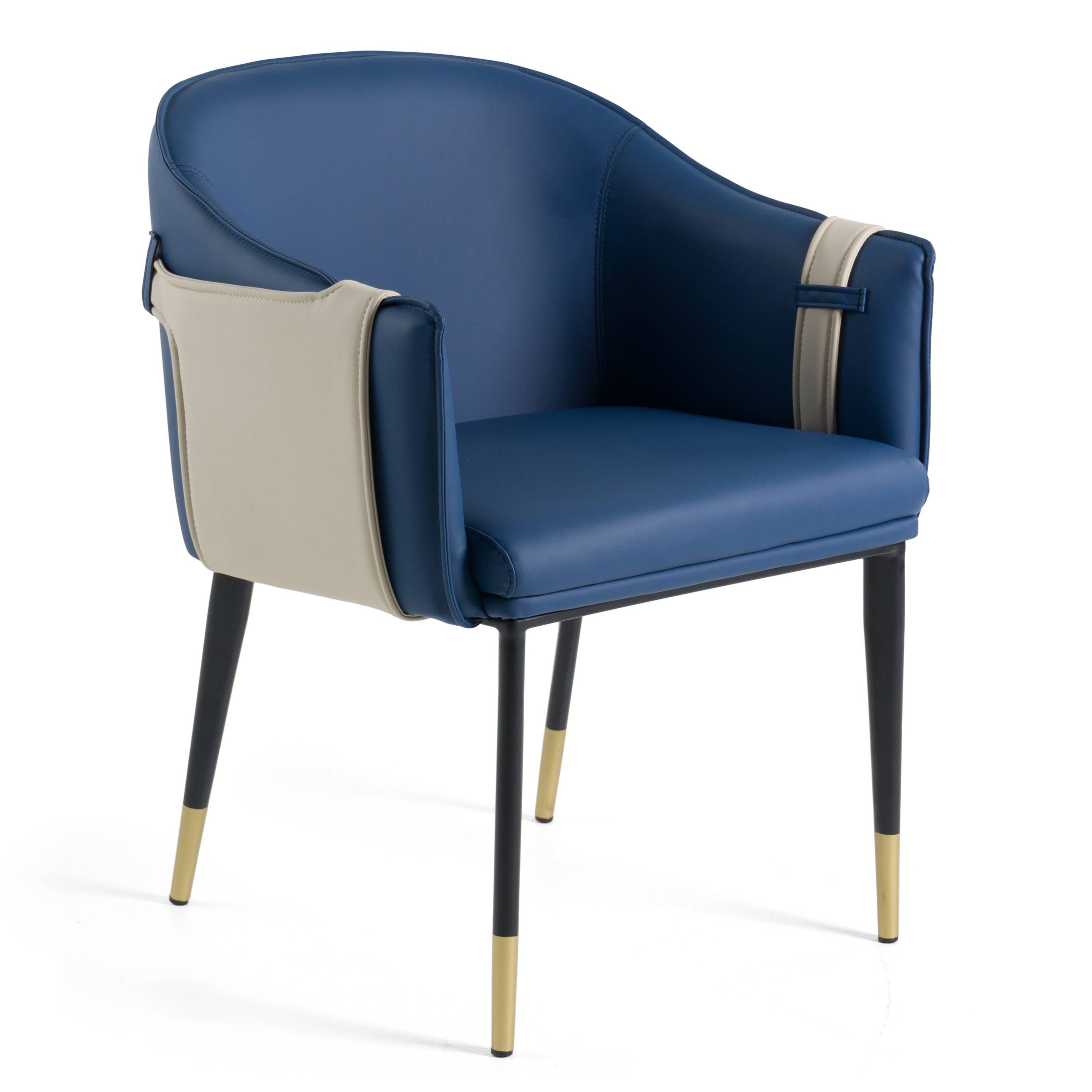 LA Furniture Calderon Blue & Beige Vegan Leather Dining Chair VGVCB065-BLU-DC Contemporary Style by Vig Furnitrue Number 78528 Catch Home Goods