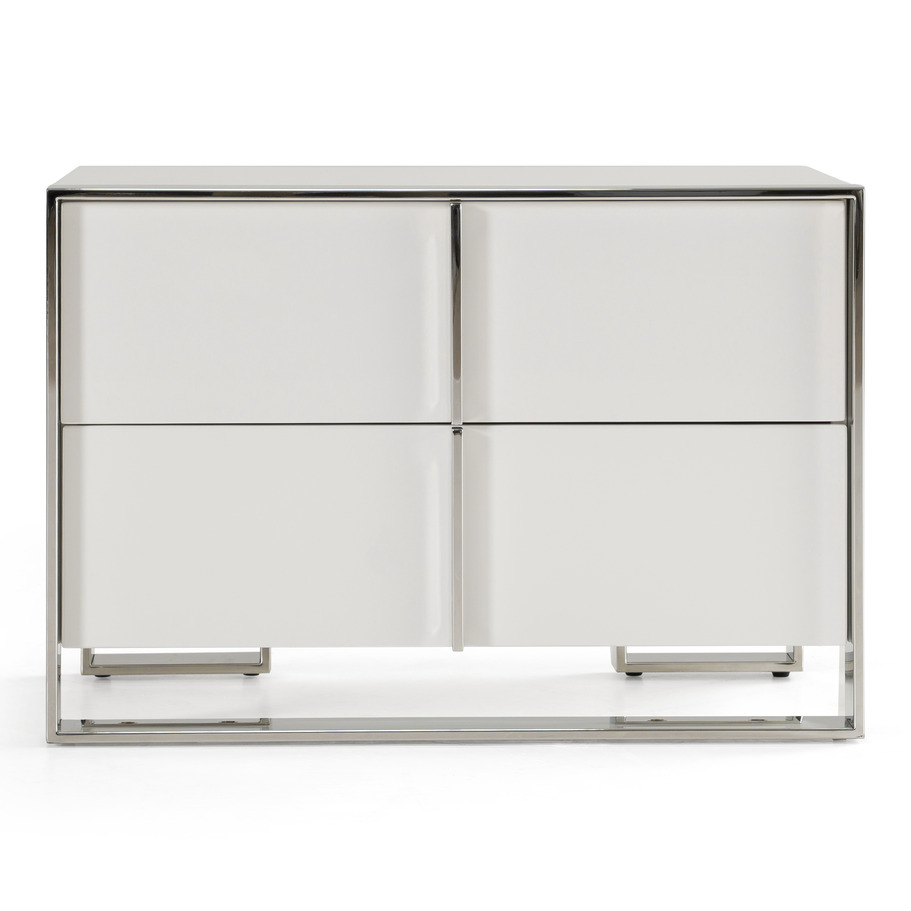 LA Furniture Cartier Modern White + Stainless Steel Nightstand VGVC-NA002-WHT Contemporary Style by Vig Furnitrue Number 81532 Catch Home Goods