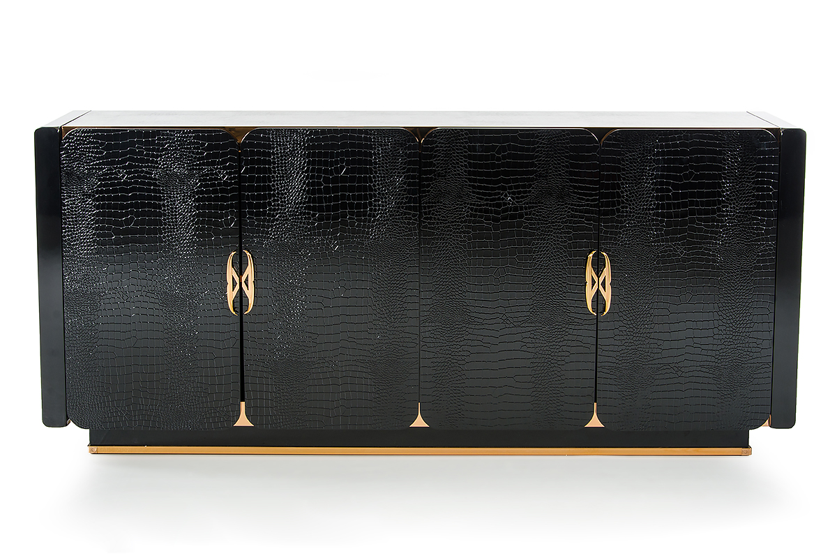 LA Furniture Talin Modern Black Crocodile & Rosegold Buffet VGUN106-180-CROC Contemporary Style by Vig Furnitrue Number 72374 Catch Home Goods