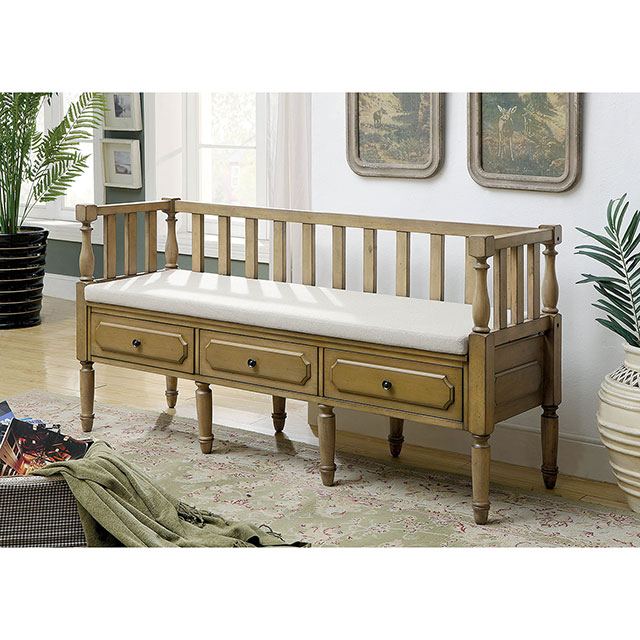 Furniture Of America Ballinasloe Transitional Weathered Natural Tone Bench Model CM-BN6359NT