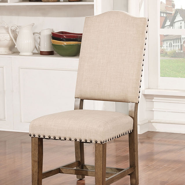 Furniture Of America Julia Rustic Light Oak/Beige Side Chair (2/Ctn) Model CM3014SC-2PK