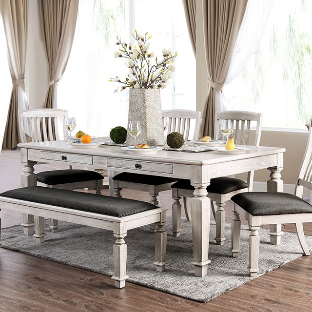 Furniture Of America Georgia Transitional Antique White/Gray Dining Table Model CM3089T