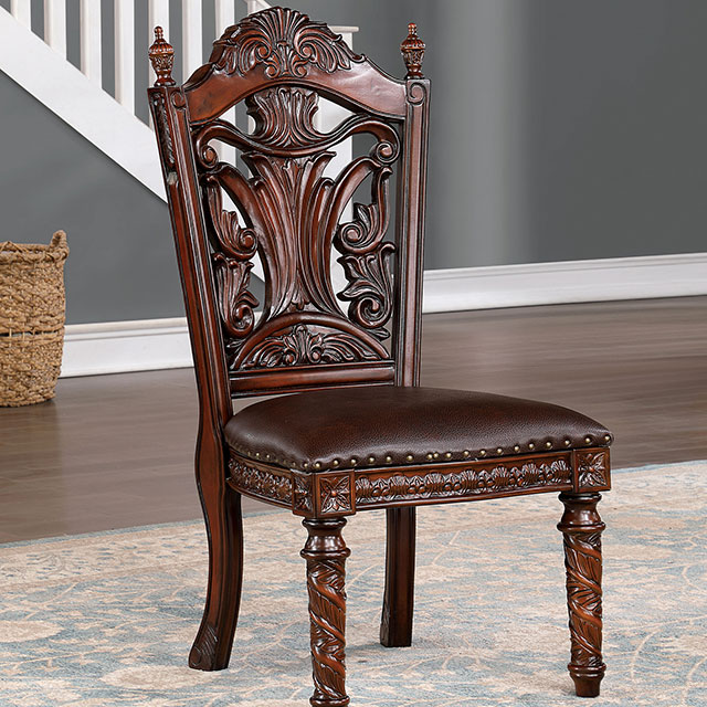 Furniture Of America Canyonville Traditional Brown Cherry/Dark Brown Side Chair (2/Box) Model CM3144SC-2PK