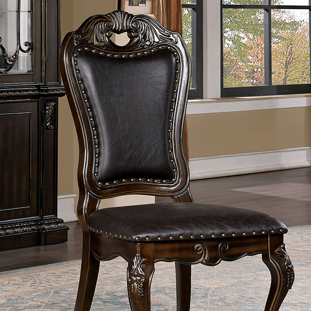 Furniture Of America Lombardy Traditional Walnut/Dark Brown Side Chair (2/Box) Model CM3146SC-2PK