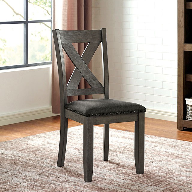 Furniture Of America Cilgerran Transitional Gray/Dark Gray Side Chair (2/Ctn) Model CM3153GY-SC-2PK