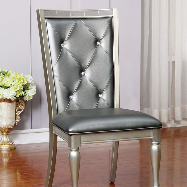 Furniture Of America Sarina Transitional Silver Side Chair (2/Box) Model CM3229SC-2PK