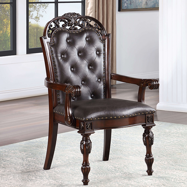 Furniture Of America Nouvelle Traditional Brown Cherry/Espresso Arm Chair Model CM3256CH-AC-2PK