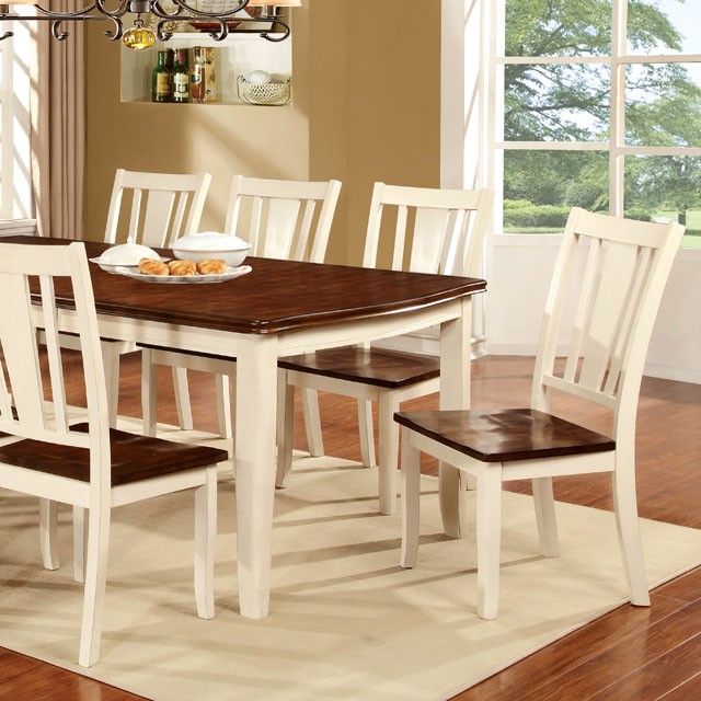Furniture Of America Dover Transitional Vintage White/Cherry Dining Table Model CM3326WC-T