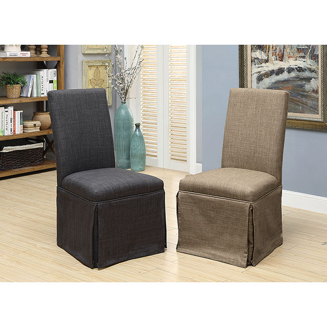 Furniture Of America Kortrijk Brown Linen-Like, Solid Wood, Others Side Chair Model CM3341SC-BR-2PK-3A