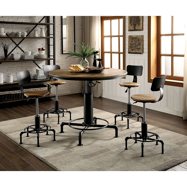 Furniture Of America Fran Industrial Sand Black/Light Oak Dining Table Model CM3373RT-TABLE