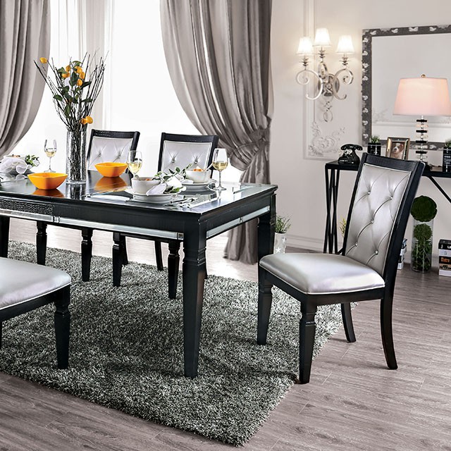 Furniture Of America Alena Transitional Black/Silver Dining Table Model CM3452BK-T