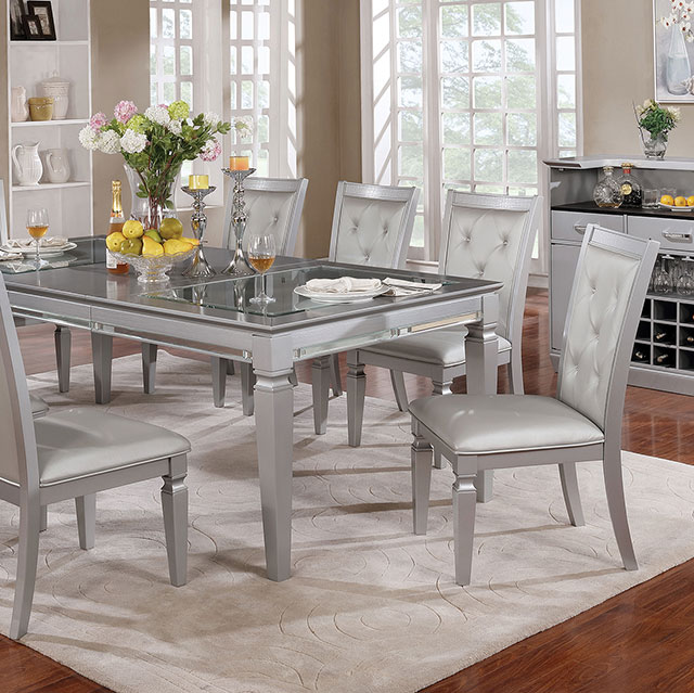 Furniture Of America Alena Transitional Silver Dining Table Model CM3452T