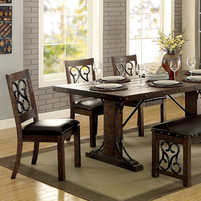 Furniture Of America Paulina Transitional Rustic Walnut/Espresso Dining Table Model CM3465T