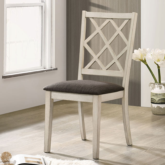 Furniture Of America Haleigh Transitional Antique White/Gray Side Chair Model CM3491SC-2PK