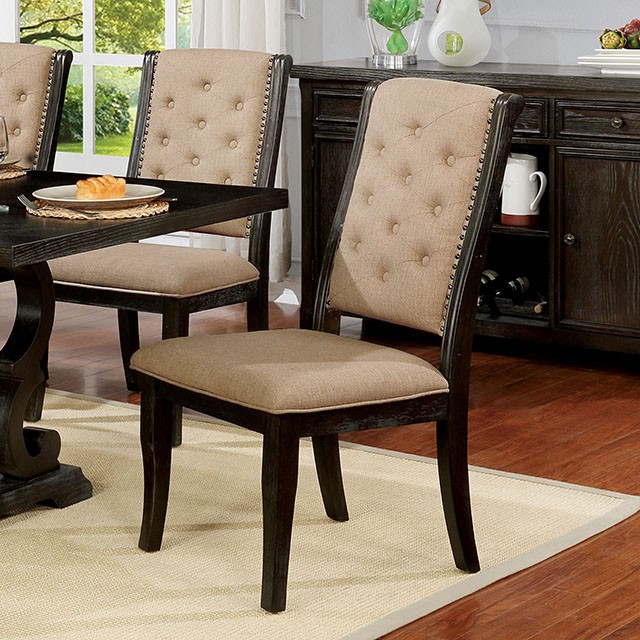 Furniture Of America Patience Rustic Dark Walnut/Beige Side Chair (2/Ctn) Model CM3577WN-SC-2PK