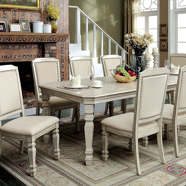 Furniture Of America Holcroft Transitional Antique White/Ivory Dining Table Model CM3600T