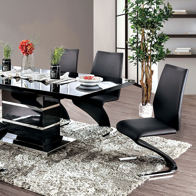 Furniture Of America Midvale Contemporary Black/Chrome Dining Table Model CM3650BK-T-TABLE