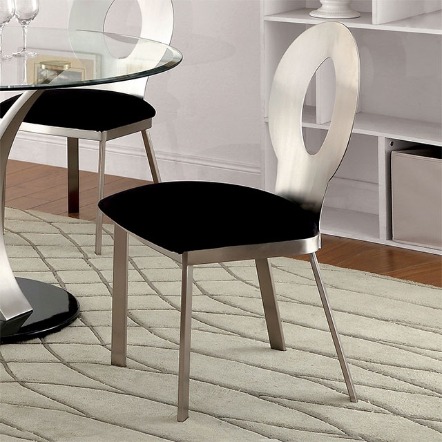 Furniture Of America Valo Contemporary Silver/Black Side Chair (2/Box) Model CM3727SC-2PK
