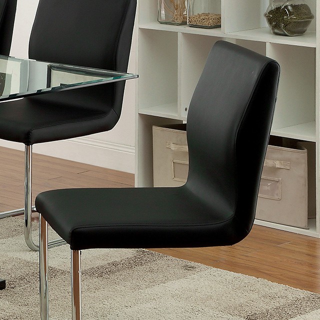 Furniture Of America Lodia Contemporary Black/Chrome Side Chair (2/Box) Model CM3825BK-SC-2PK