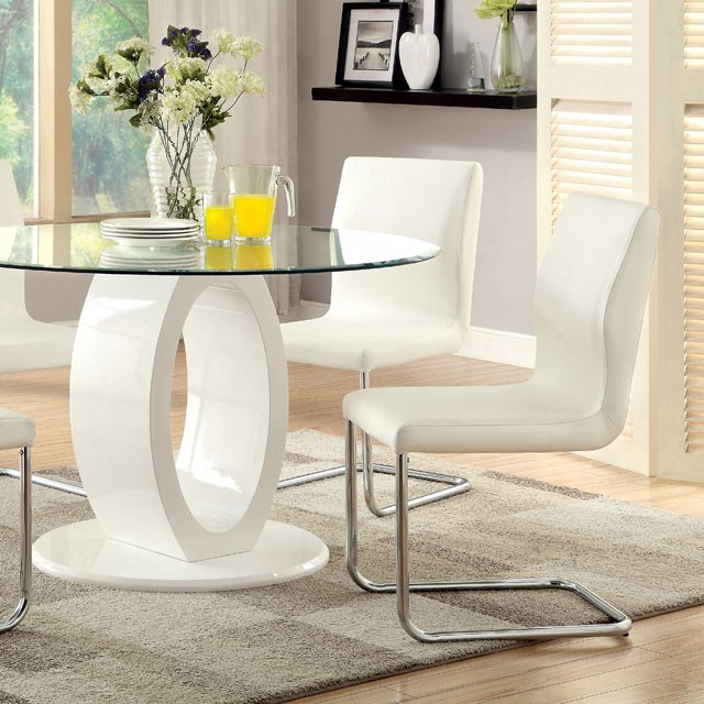 Furniture Of America Lodia Contemporary White Dining Table Model CM3825WH-RT-TABLE