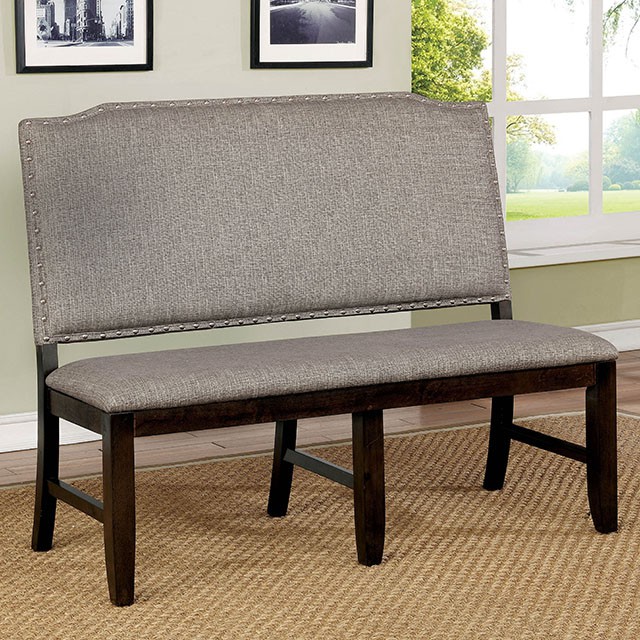 Furniture Of America Teagan Transitional Dark Walnut/Gray Bench Model CM3911BN