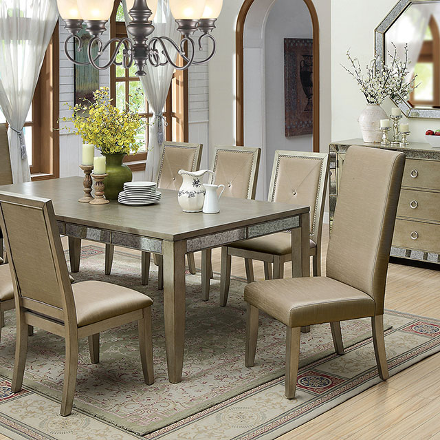 Furniture Of America Echo Contemporary Antique Gold Dining Table Model CM3980T