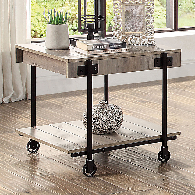 Furniture Of America Lobb Industrial Natural Tone/Black End Table Model CM4217A-E
