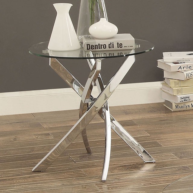 Furniture Of America Laila Contemporary Chrome End Table Model CM4241E-TABLE