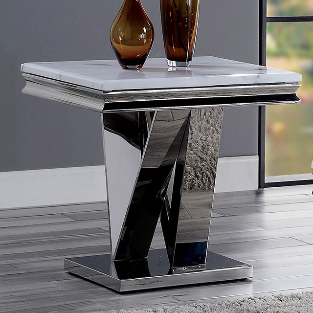 Furniture Of America Villarsglane Glam Chrome End Table Model CM4284E-TABLE