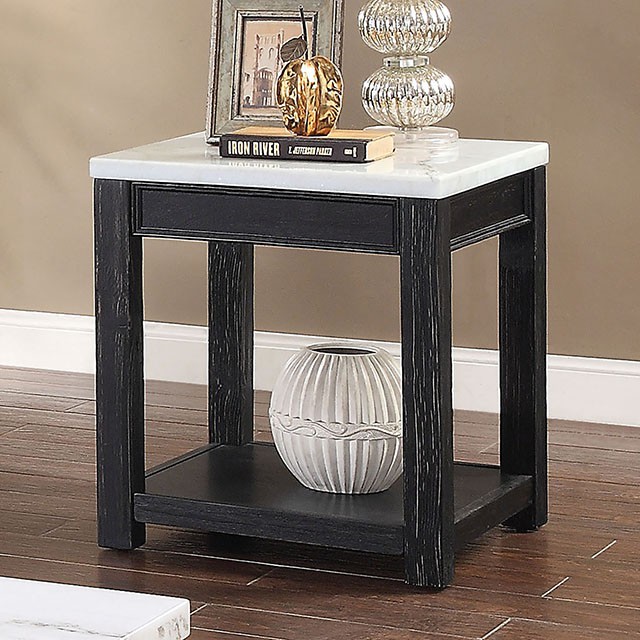 Furniture Of America Mcgill Rustic White/Antique Black End Table Model CM4337E