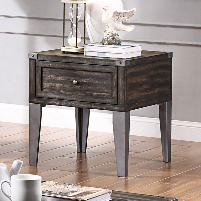 Furniture Of America Piedmont Industrial Dark Oak End Table Model CM4387E