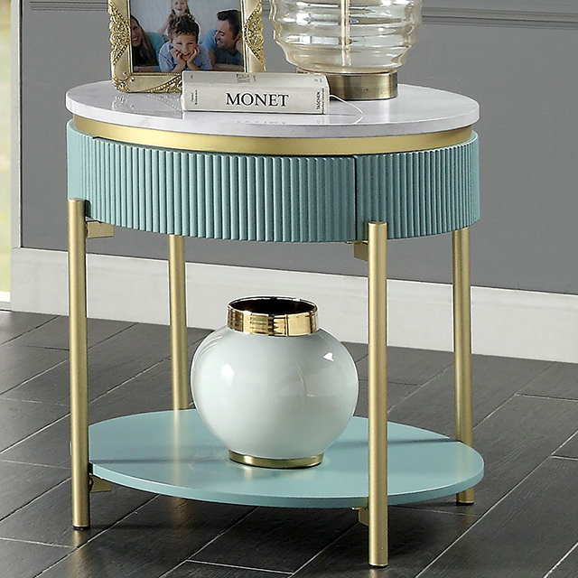 Furniture Of America Koblenz Glam Light Teal End Table Model CM4412GR-E