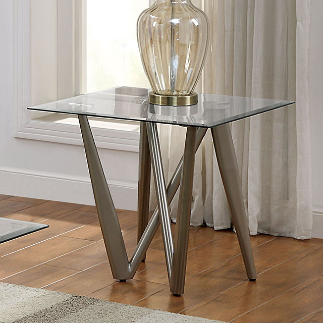 Furniture Of America Wohlen Contemporary Champagne End Table Model CM4510E-TABLE