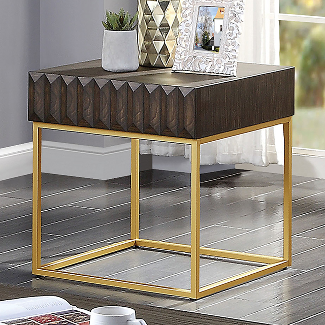 Furniture Of America Augsburg Contemporary Walnut/Gold End Table Model CM4545WN-E