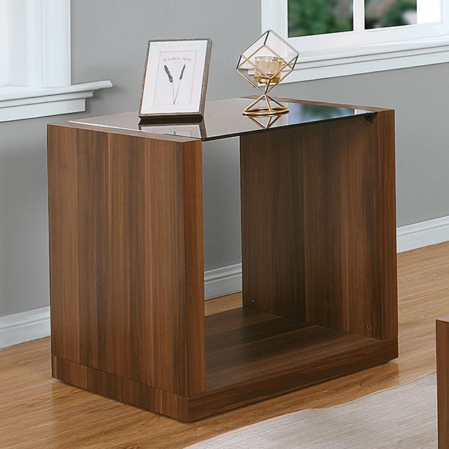 Furniture Of America Langenthal Contemporary Black/Dark Walnut End Table Model CM4568E