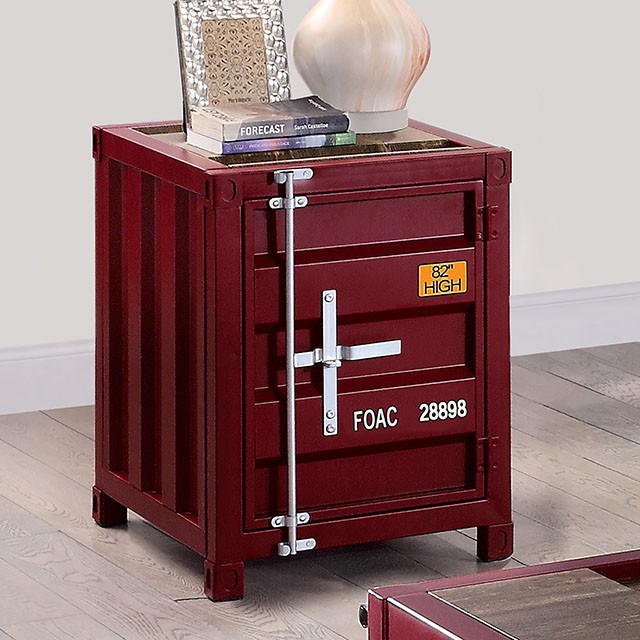 Furniture Of America Dicargo Industrial Red End Table Model CM4789RD-E