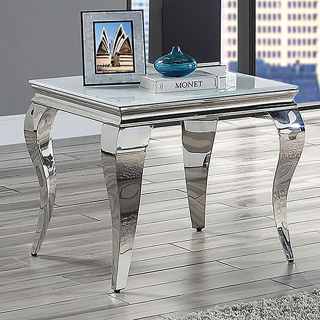 Furniture Of America Wetzikon Glam White/Silver End Table Model CM4903WH-E-TABLE