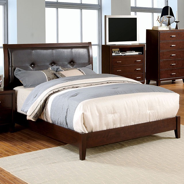 Furniture Of America Enrico Contemporary Brown Cherry Bed Model CM7068-E.King Bed