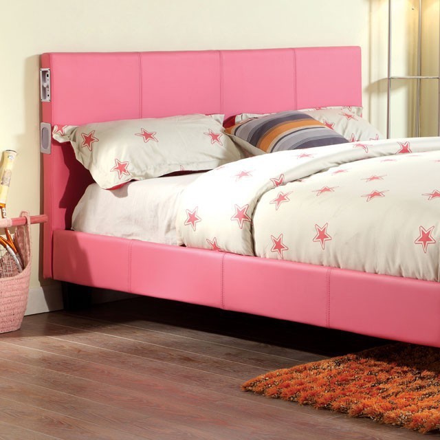 Furniture Of America Evans Contemporary Pink Bed Model CM7099PK-E.King Bed