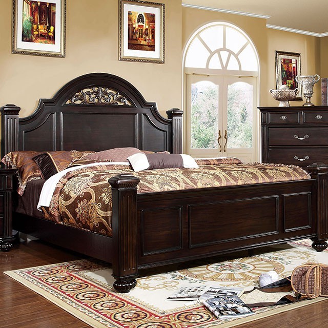 Furniture Of America Syracuse Traditional Dark Walnut Bed Model CM7129-Queen Bed