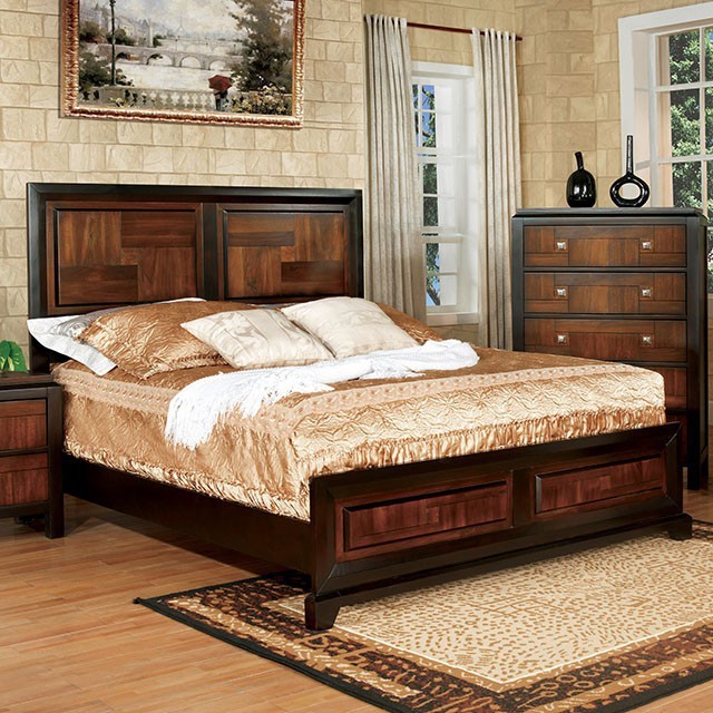 Furniture Of America Patra Transitional Acacia/Walnut Bed Model CM7152-Queen Bed