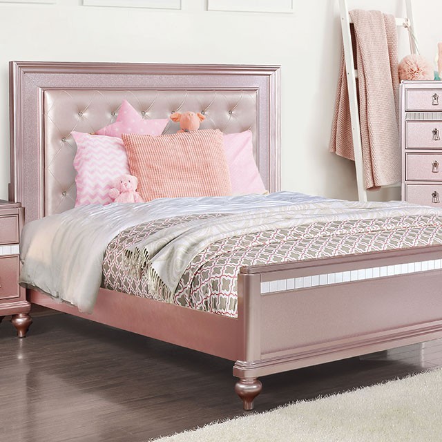 Furniture Of America Avior Contemporary Rose Gold Bed Model CM7170RG-Queen Bed