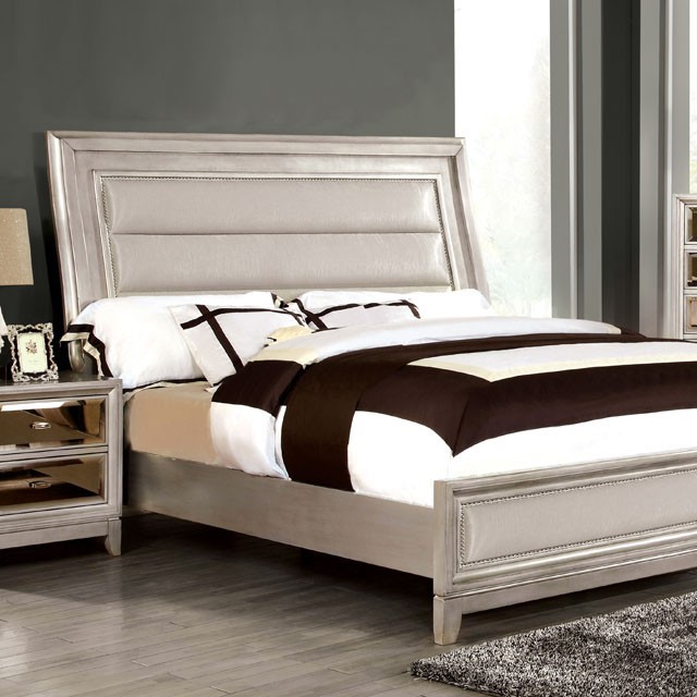 Furniture Of America Golva Contemporary Champagne Bed Model CM7295SV-P-Cal.King Bed