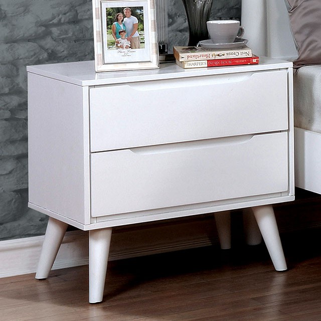 Furniture Of America Lennart Mid-Century Modern White Night Stand Model CM7386WH-N