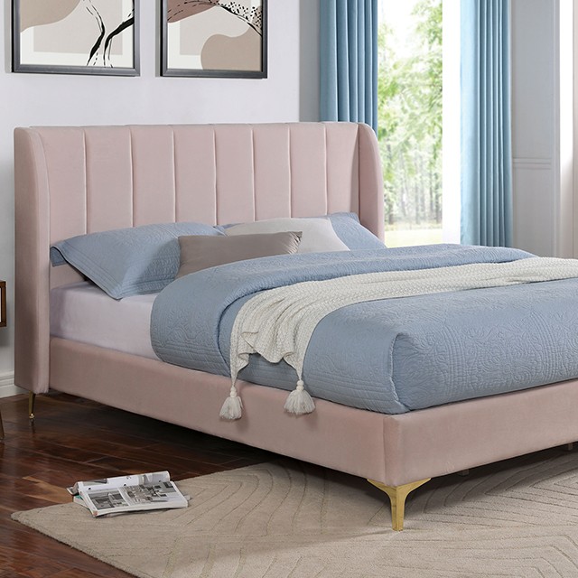 Furniture Of America Pearl Contemporary Light Pink Bed Model CM7459PK-Twin Bed