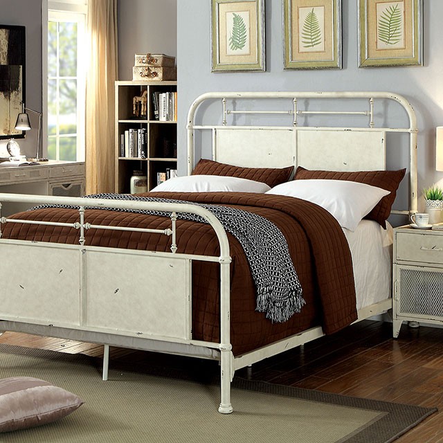 Furniture Of America Haldus Industrial Distressed White Bed Model CM7502WH-Twin Bed