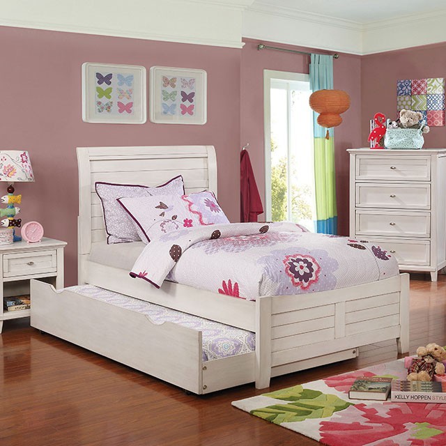 Furniture Of America Brogan Transitional Antique White Bed Model CM7517WH-Twin Bed