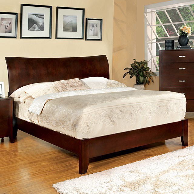 Furniture Of America Midland Contemporary Brown Cherry Bed Model CM7600-Queen Bed