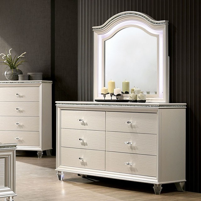 Furniture Of America Allie Contemporary Pearl White Dresser Model CM7901D
